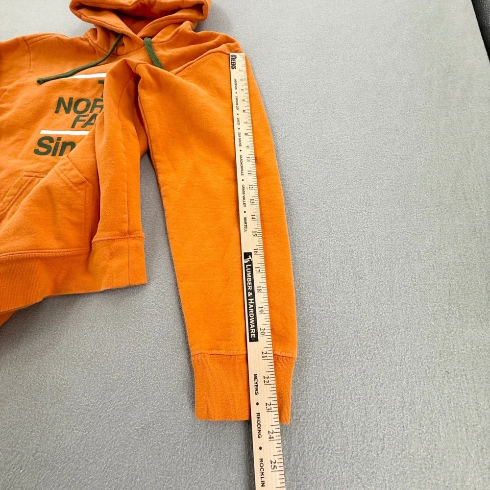 The North Face Orange Oversized Hoodie Pullover Sweatshirt Men